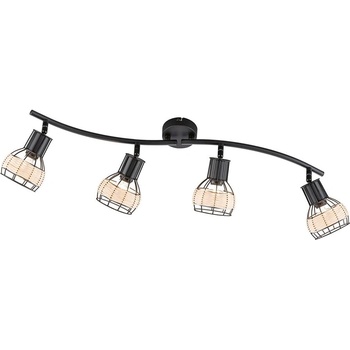 Fischer & Honsel Черно осветително тяло за таван с метален абажур/с ратанов абажур 10, 5x70 cm Straw - Fischer & Honsel (H 21266)