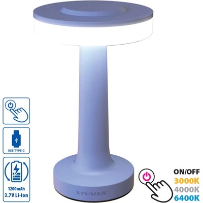 VIVALUX Led НАСТОЛНА ЛАМПА 2w 3000-6400k 100lm СИНЯ vivalux julie (3800234855189)