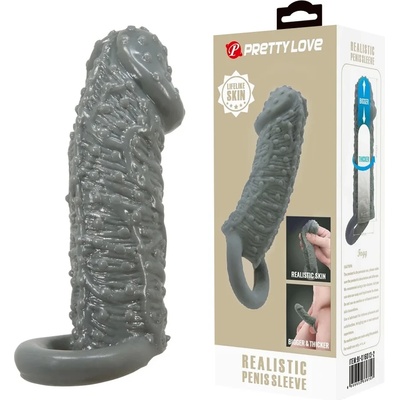 Пенис удължител и уголемител с релеф, 13см. - Penis Sleeve Grey 2 (DEBRA01713)