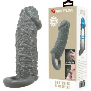  Пенис удължител и уголемител с релеф, 13см. - Penis Sleeve Grey 2 (DEBRA01713)