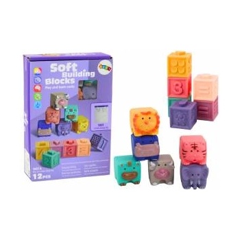 LEAN Toys Soft Educational Blocks Animals Numbers Letters Colorful 12 Pcs
