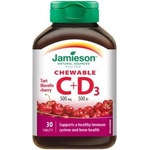 Jamieson Витамини C и D3 500 mg/500 IU таблетки за смучене с вкус на череша 30 таблетки (IP3345)