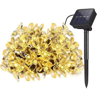 CoolCeny Dekorativní venkovní solární řetěz s 40 LED Lights Flowers Bílá teplá