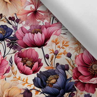 Takoy Látka s potiskem nepromokavý polyester TD/NS květiny tmavé 86
