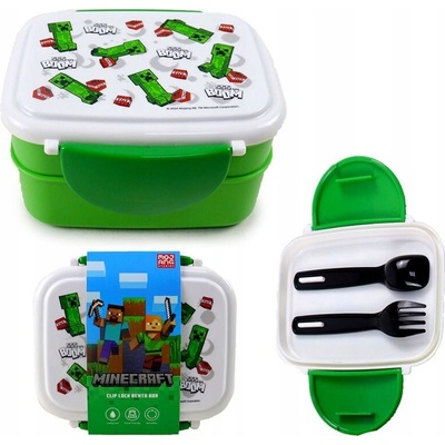 Minecraft Olovrantový box s príborom Bento Box Creeper 2 poschodia príbory