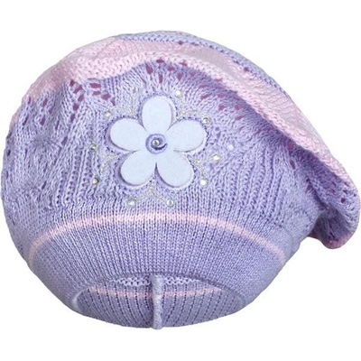 New Baby pletená čepice baret fialová
