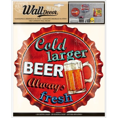 Samolepiaca dekorácia - Wall decor Retro Cold larger BEER 30,5 x 38 cm