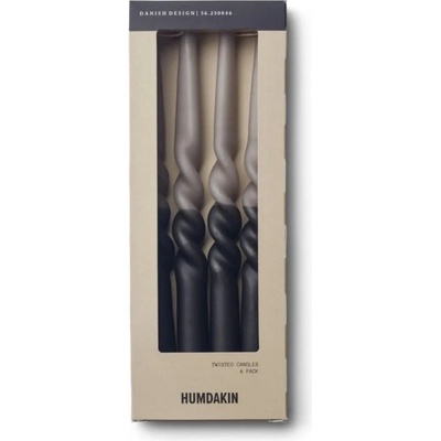 Humdakin Twisted Candles Coal-Stone 4 ks