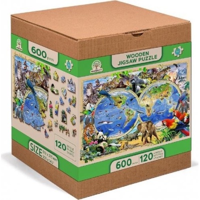 Wooden City Drevené Mapa zvieracieho kráľovstva XL 600 dielov