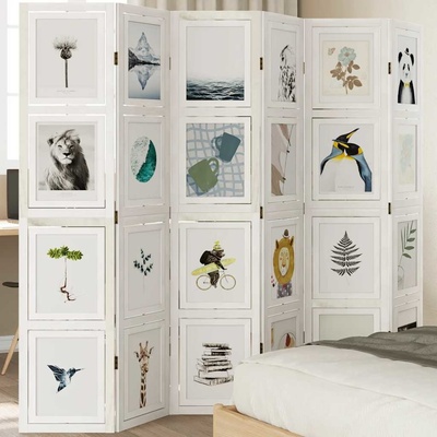 vidaXL Paraván 6dílný bílý masivní dřevo pavlovnie 358698