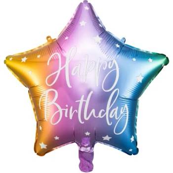 PartyDeco Балон от фолио Честит рожден ден, цветен, 40 см