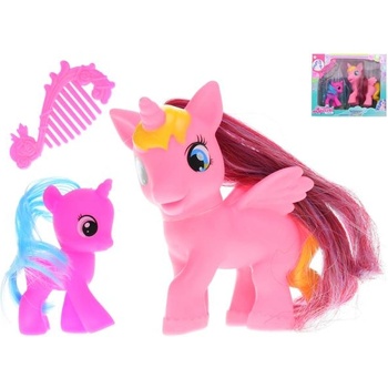 Mikro Еднорог 11см с малко 7см и гребенче в кутия