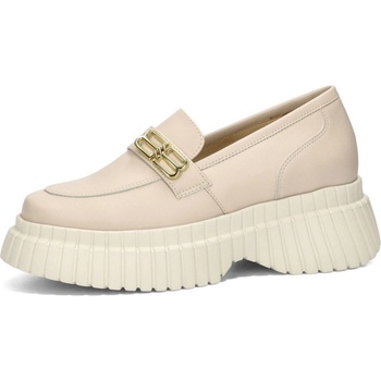 ETIMEĒ dámské kožené mokasíny na hrubé podrážce béžové