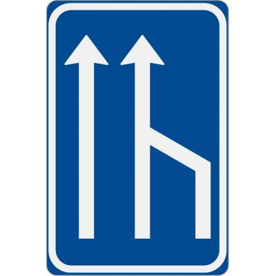 Dopravní značka IP18b Snížení počtu jízdních pruhů