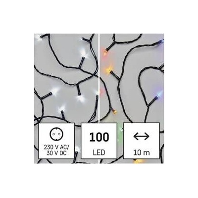 Emos 100 LED reťaz 2v1 10 m vonkajšia aj vnútorná studená biela multicolor programy D4AJ01
