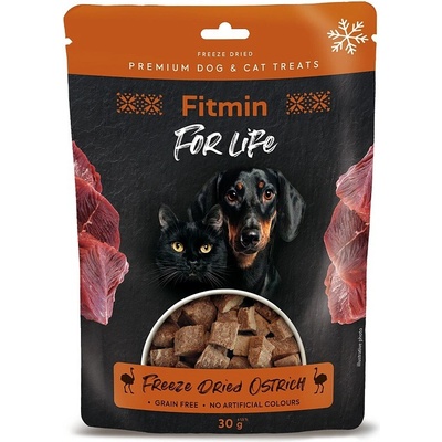 Dibaq Fitmin For Life Mrazom sušená pochúťka pre psov a mačky pštrosí 30 g