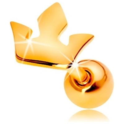 Šperky eshop piercing do ucha ze žlutého 14K zlata malá trojcípá korunka GG204.12