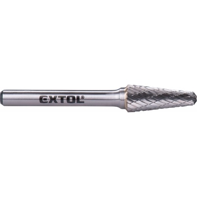 EXTOL INDUSTRIAL fréza karbidová, konická 14° zakulacená, pr.10x25mm/stopka 6mm,sek střední (double-cut)