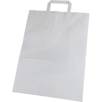 Papierová taška s plochým uchom, 42x32x16 cm, biela