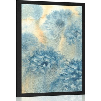 Plakát modrá pampeliška v akvarelovém provedení - 20x30 white