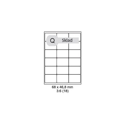 Print etikety 68x46,8 mm biele 18ks (Print etikety 68x46,8 mm, biele, 18ks/A4, 100 A4/bal)