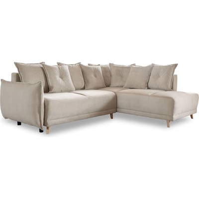 Miuform Бежов ъглов диван от велур (десен ъгъл) Lazy Lukka - Miuform (1820ON02)