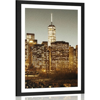 Plakát s paspartou centrum New Yorku - 20x30 black