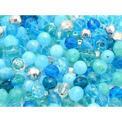 Glass beads, s.r.o. Broušené korálky - ohňovky 8 mm mix - akva Balení: 150ks