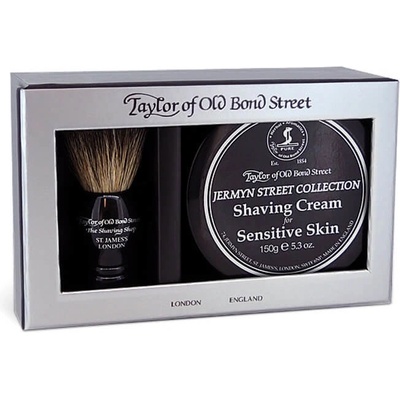 Taylor of Old Bond Street Jermyn Street Collection krém na holení pro citlivou pleť 150 g + štětka na holení dárková sada
