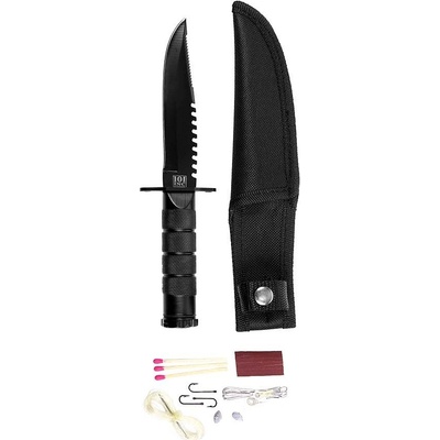 101 INC Mini Survival Knife s príslušenstvom čierny