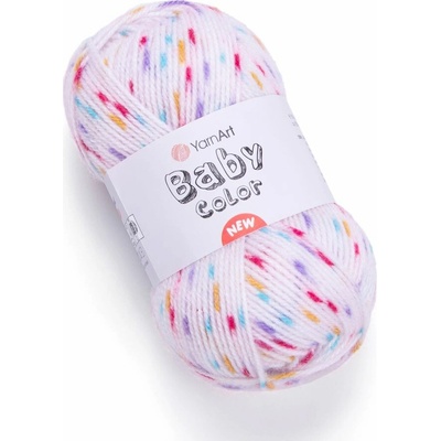 Yarn Art příze Baby Color 204 světle růžová s modrou, oranžovou, červenou