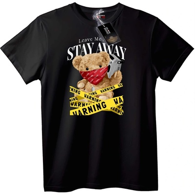 NOONEBRAND Тениска Стой далеч от плюшена мечка - 2XL, Black