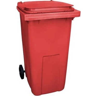 Manutan Plastová vonkajšia odpadová nádoba na triedený odpad, 240 l, červená
