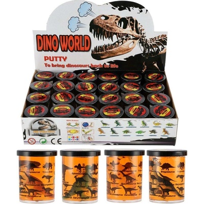 Sliz zábavná hmota dinosaurus v plastovém barelu 6cm různé druhy