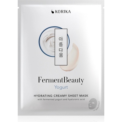 KORIKA FermentBeauty Hydrating Face Sheet Mask with Fermented Yogurt and Hyaluronic Acid hydratačná plátenná maska s fermentovaným jogurtom a kyselinou hyalurónovou 23 g