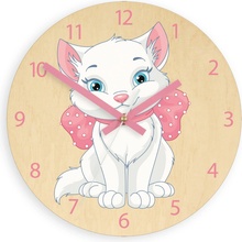 M.Clock kočička tiché 30cm bříza