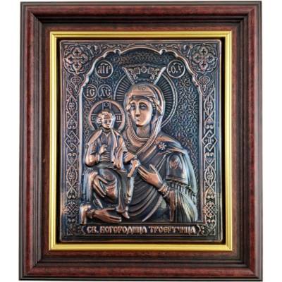 МЕДНА ИКОНА В РАМКА СВЕТА БОГОРОДИЦА ТРОЕРУЧИЦА