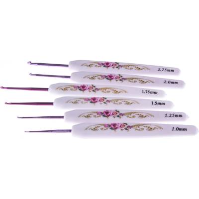 Háček kovový 14 cm s plastovým držadlem bílý s růží Varianta: 1,5