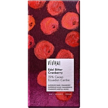 VIVANI Bio horká čokoláda s brusnicami 100 g