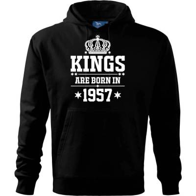 Kings are born in 1957 Mikina s kapucňou hooded sweater čierna