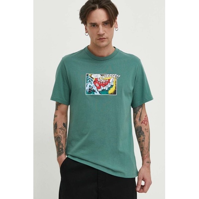 Converse Памучна тениска Converse в зелено с принт (10025978.A03)