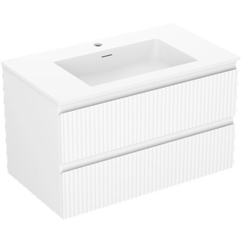 Mexen Rivel шкаф за баня 80 см с мивка Otis, 2 чекмеджета, оребрен, бял мат (91A20-08047-2-BFF01-W18M01)