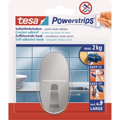 tesa Samolepicí háček Powerstrips L velký oválný, nerezová ocel, 1 ks
