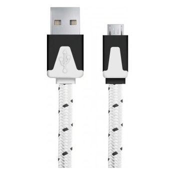 Esperanza EB176W - 5901299920176 Micro USB 2.0 A-B M/M, opetený, plochý, 1m, bílý
