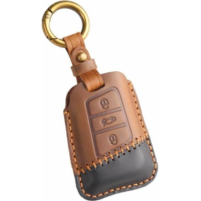 Kľúčenka Kožený kufor pre VW, Škoda, Seat hnedý
