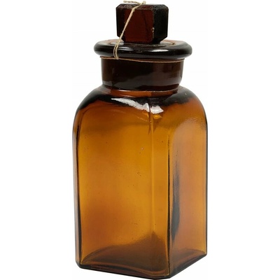 Láhev skleněná hranatá s broušeným širokým hrdlem 100ml HNĚDÁ 820294-100