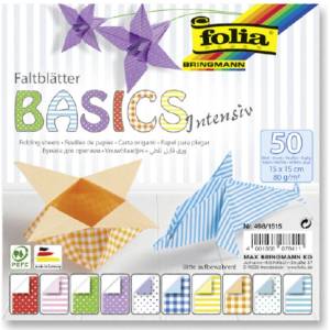 Folia Блокче с цветни хартии за изработка на оригами, basics intensiv (f498/1515)