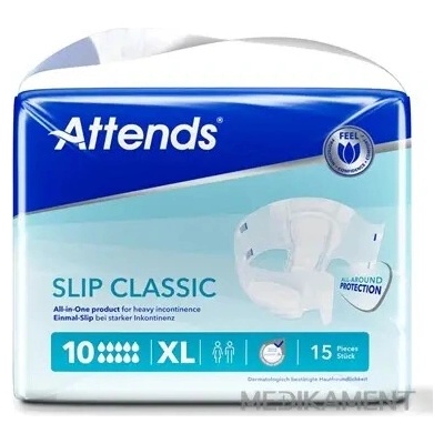 ATTENDS Slip Regular Plus 10 XL plienkové nohavičky, savosť 3699 ml, obvod bokov 150-175 c