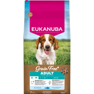 Eukanuba Grain Free Adult Small&Medium morské ryby 12 kg