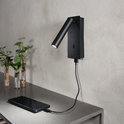 Ondaluce Telescope led Аплик 3w 3000k 70х170мм Черен (ap.telescope/nero)